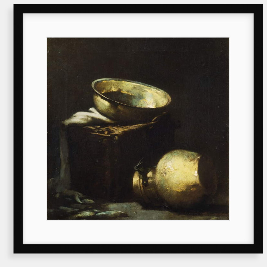 Still Life with Copper Pots and Black Fish, 1894 by Emil Carlsen