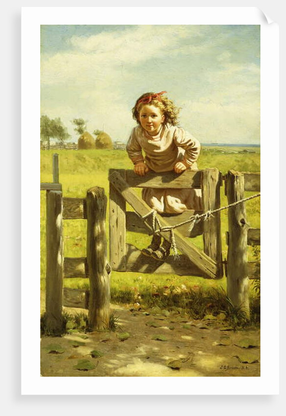 Young Girl Swinging on a Gate by John George Brown
