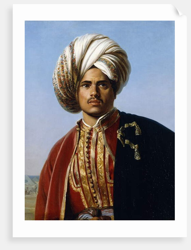 Portrait of an Ottoman Prince, Half Length, in Red and Gold by Francois Henri Alexandre La Fond