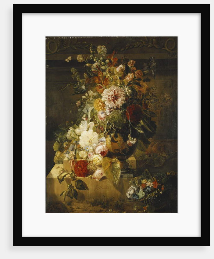 Roses, Convolvuli, Carnations, Hollyhocks, Peonies, Lilac and Other Flowers in a Vase by Georgius Jacobus Johannes van Os