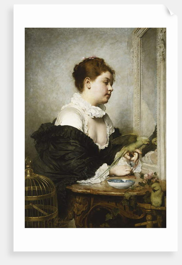 A Young Girl with Parakeets by Charles Joshua Chaplin