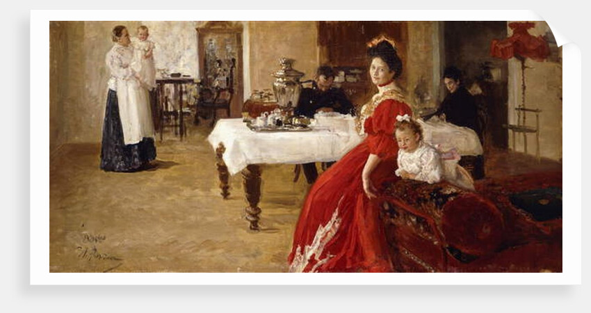 The Artist's Daughter, Tat'iana and Her Family in an Interior by Ilya Efimovich Repin