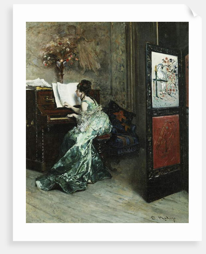 A Lady Playing the Piano in an Interior by Raimundo de Madrazo y Garreta