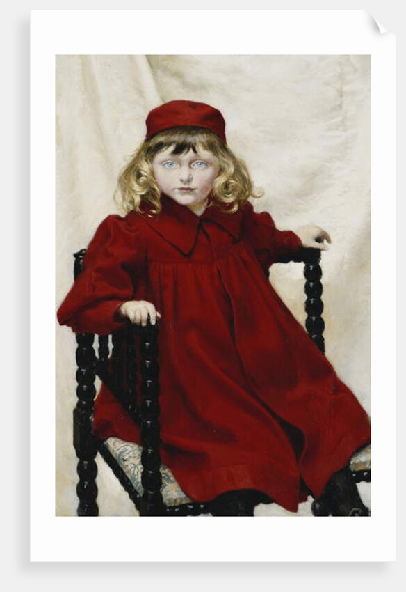 Portrait of Harriet Fischer, Small Three-Quarter Length, Wearing a Red Dress, 1896 by Paul Fischer