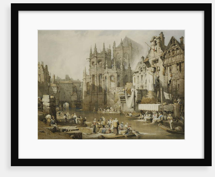 Figures on the River Banks at St. Etienne, Caen by Samuel Prout
