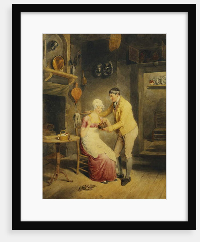 Idle Moments: a Boy Showing a Girl a Nest of Fledgelings in an Interior by Thomas Heaphy