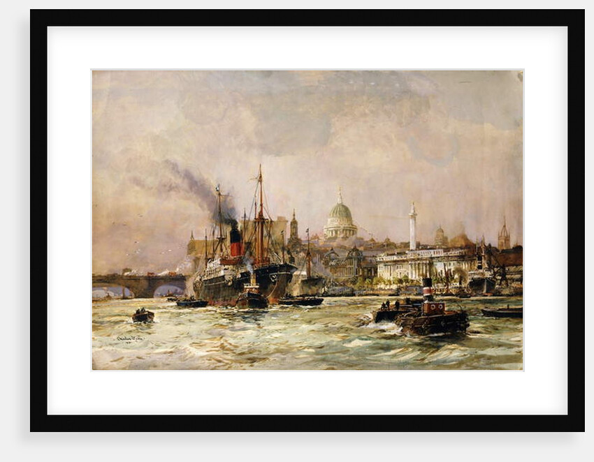 Shipping on the Thames Below St. Paul's, 1930 by Charles Edward Dixon