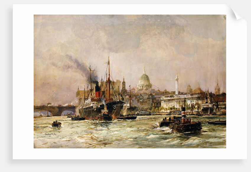 Shipping on the Thames Below St. Paul's, 1930 by Charles Edward Dixon