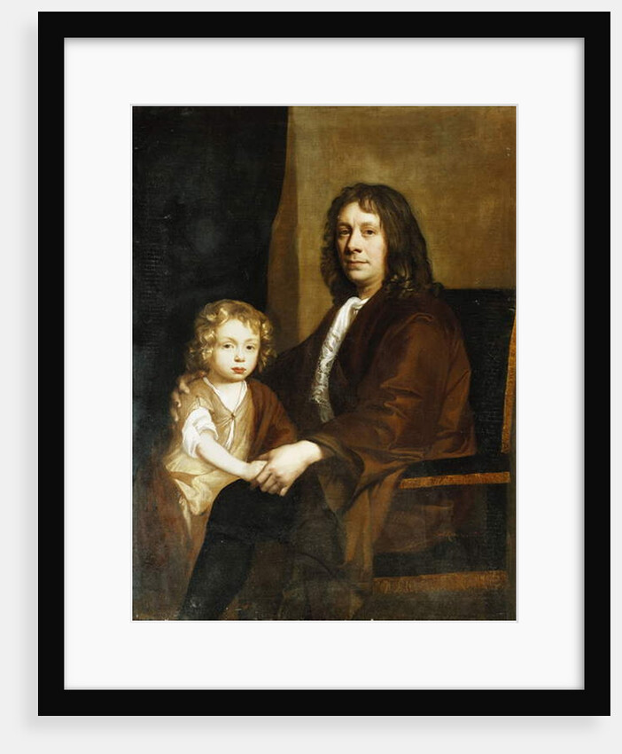 Portrait of Thomas Rowe and His Son, Seated Three-Quarter Length, the Former in a Brown Gown, the Latter in a Brown Dress and Wrap by John Riley