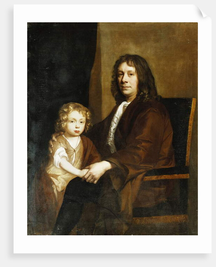 Portrait of Thomas Rowe and His Son, Seated Three-Quarter Length, the Former in a Brown Gown, the Latter in a Brown Dress and Wrap by John Riley