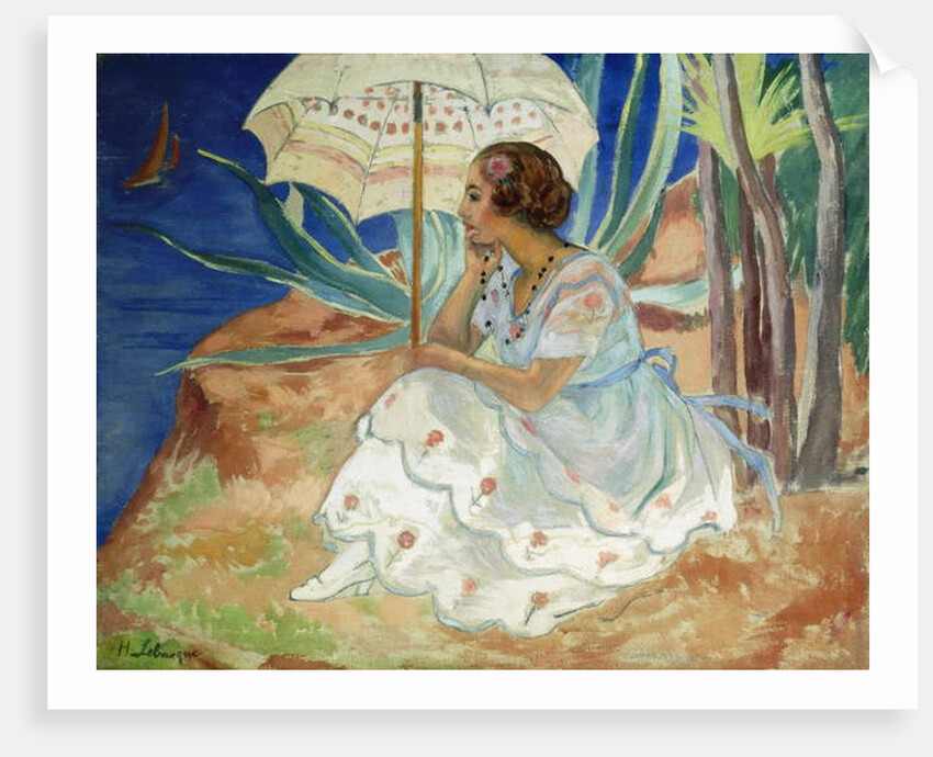 Young woman with an Umbrella, Saint Maxime; Jeune Fille a l'Ombrelle Saint-Maxime, c.1918 by Henri Lebasque