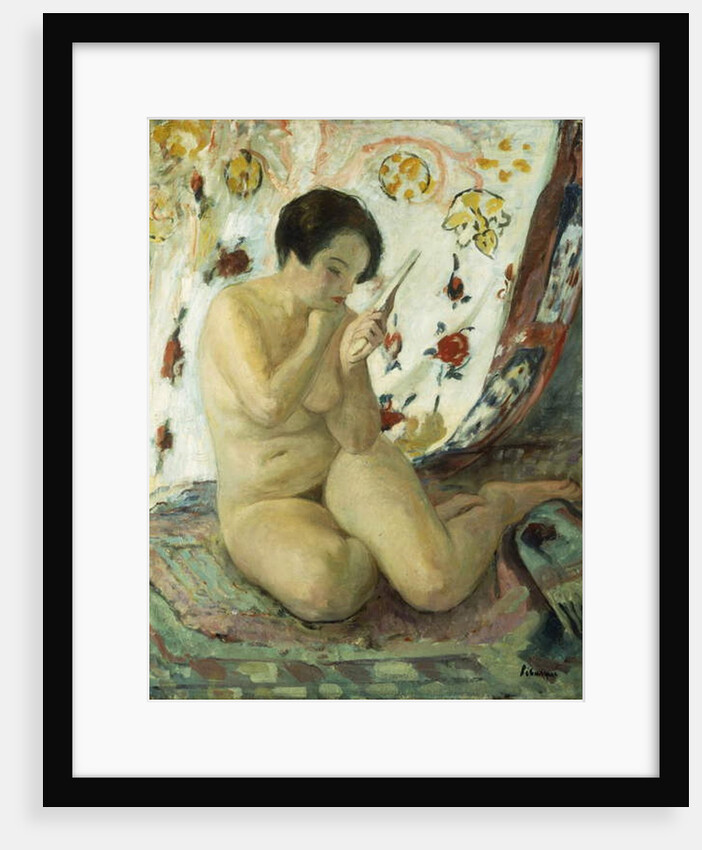 Nude Sat with a Mirror; Nu Assis au Miroir, 1925-1930 by Henri Lebasque