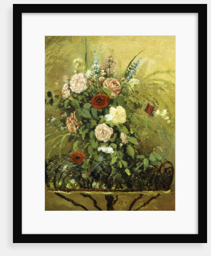 Bouquet of Flowers with a Rustic Wooden Jardiniere by Camille Pissarro