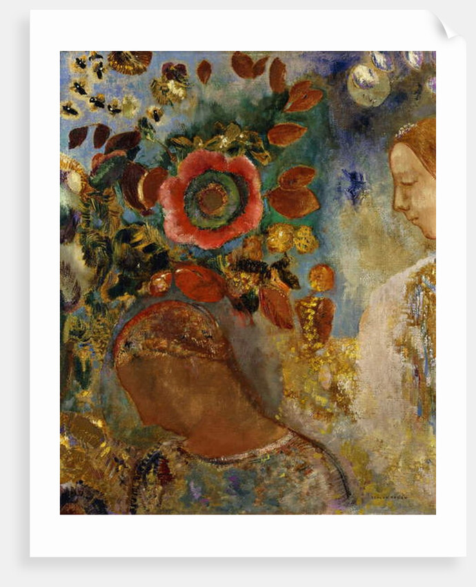 Two Young Girls with Flowers; Deux Jeunes Filles en Fleurs, 1912 by Odilon Redon