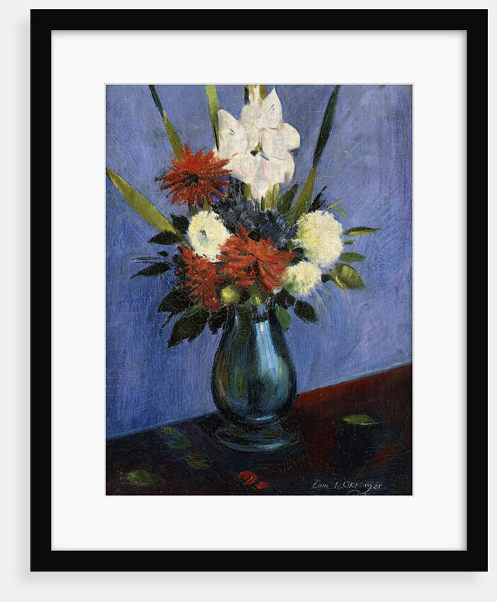 Vase of Flowers with Gladiola and Dahlias; Blumenvase mit Gladiolen und Dahlien by Oskar Schlemmer