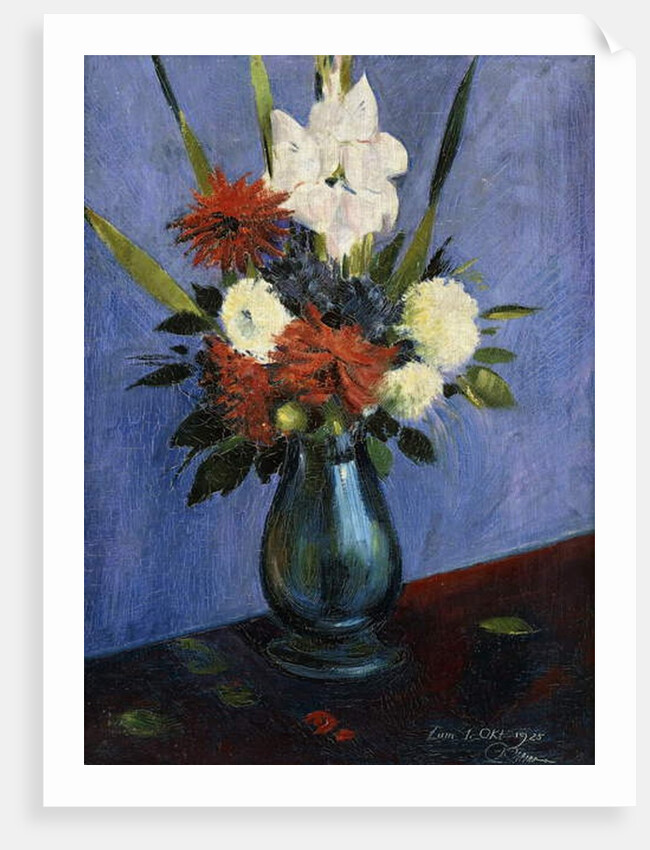 Vase of Flowers with Gladiola and Dahlias; Blumenvase mit Gladiolen und Dahlien by Oskar Schlemmer