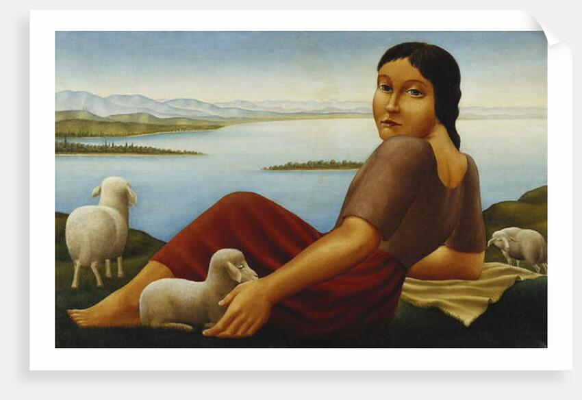 Girl with Sheep; Madchen mit Schafen, 1923 by Georg Schrimpf