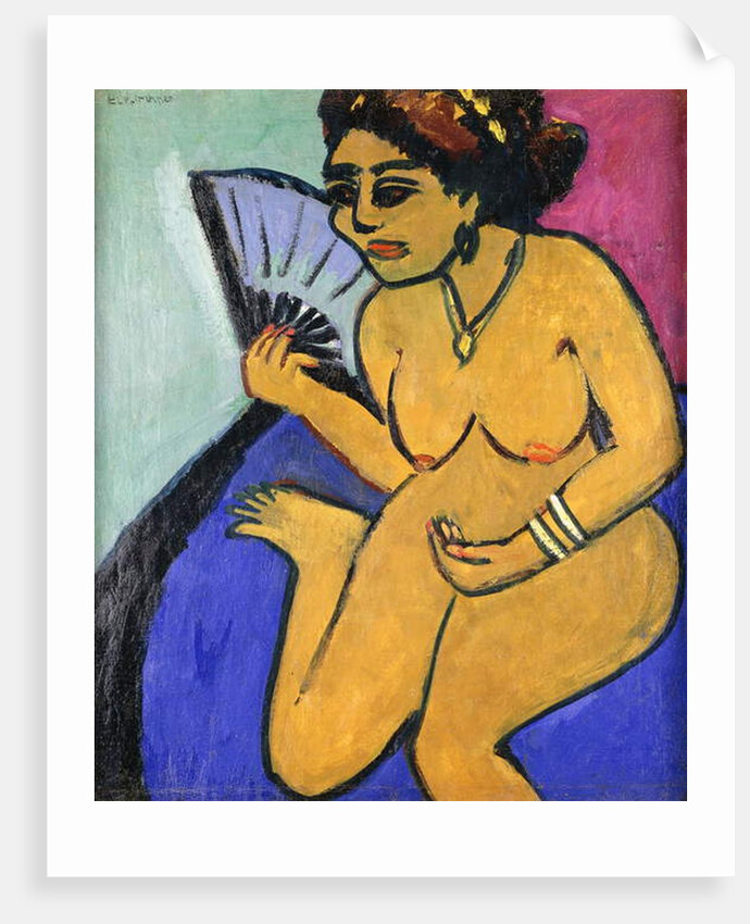 Seated Nude with Fan; Sitzender Akt Mit Facher, 1910-11 by Ernst Ludwig Kirchner