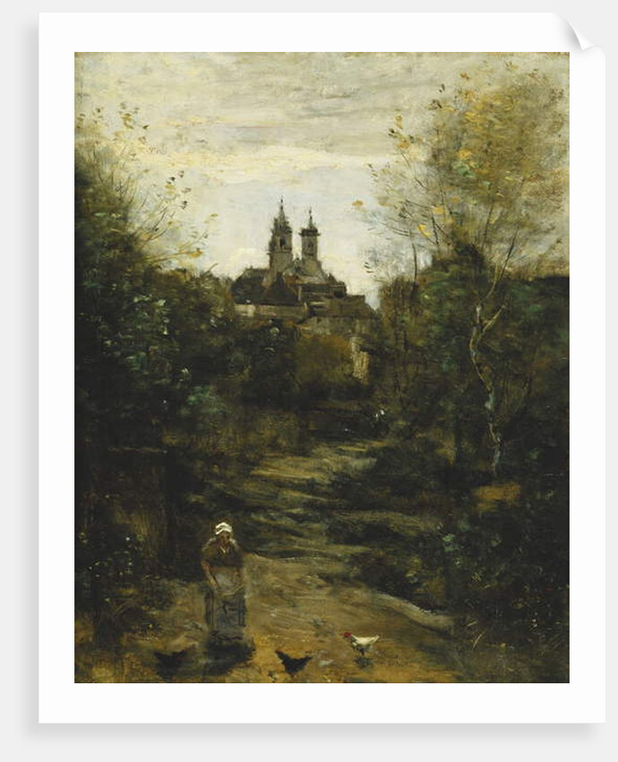 Semur, The Way to Church; Semur, Le Chemin de l'Eglise, c. 1855-1860 and 1872-1873 by Jean Baptiste Camille Corot