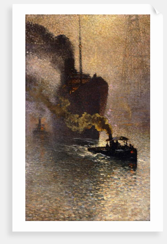 In Tow on the Thames in the Fog; Escorte sur la Tamise dans le Brouillard - Op Sleeptouw Genomen op de Theems, 1918 by Emile Claus