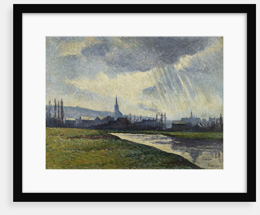 Couillet, Charleroi, Landscape Along the River; Couillet, Charleroi, Paysage au Bord de la Riviere, 1896 by Maximilien Luce