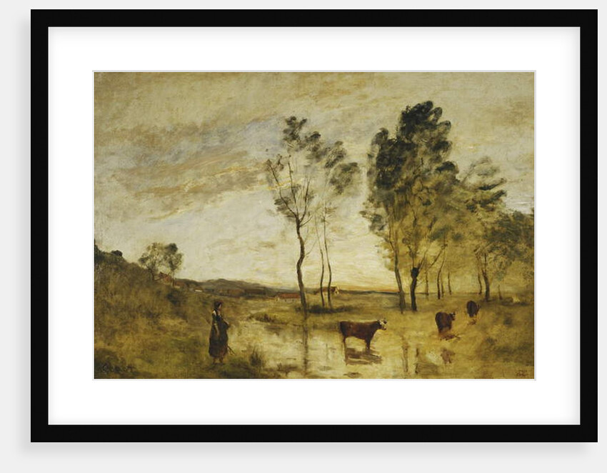 The Ford; Cows on the Edge of a Ford; Le Gue; Vaches au Bord du Gue, c.1870-1873 by Jean Baptiste Camille Corot