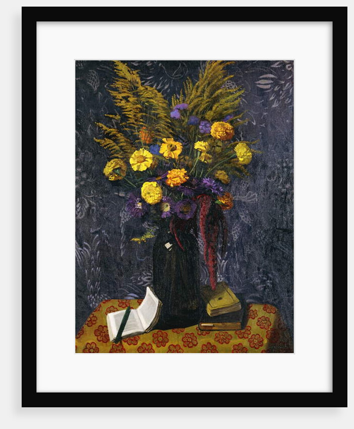 French Marigold, Purple Daisies and Golden Sheaves; Oeillets d'Inde, Marguerites Violettes et Gerbs d'Or, 1925 by Felix Edouard Vallotton
