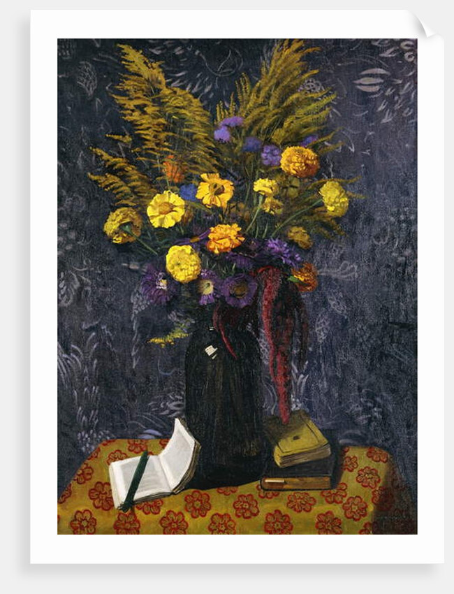 French Marigold, Purple Daisies and Golden Sheaves; Oeillets d'Inde, Marguerites Violettes et Gerbs d'Or, 1925 by Felix Edouard Vallotton