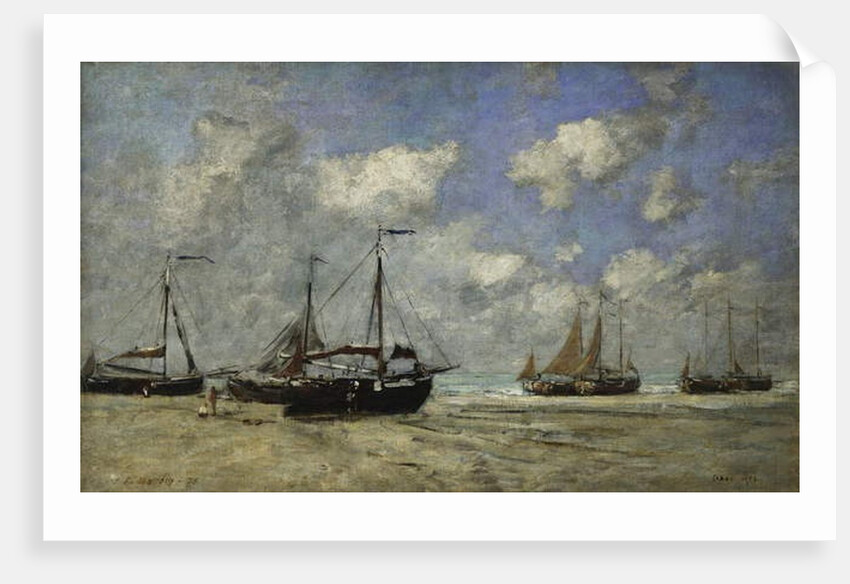 Scheveningen, Boats Run Aground on the Shore; Scheveningen, Bateaux Echoues sur la Greve, 1875 by Eugene Louis Boudin