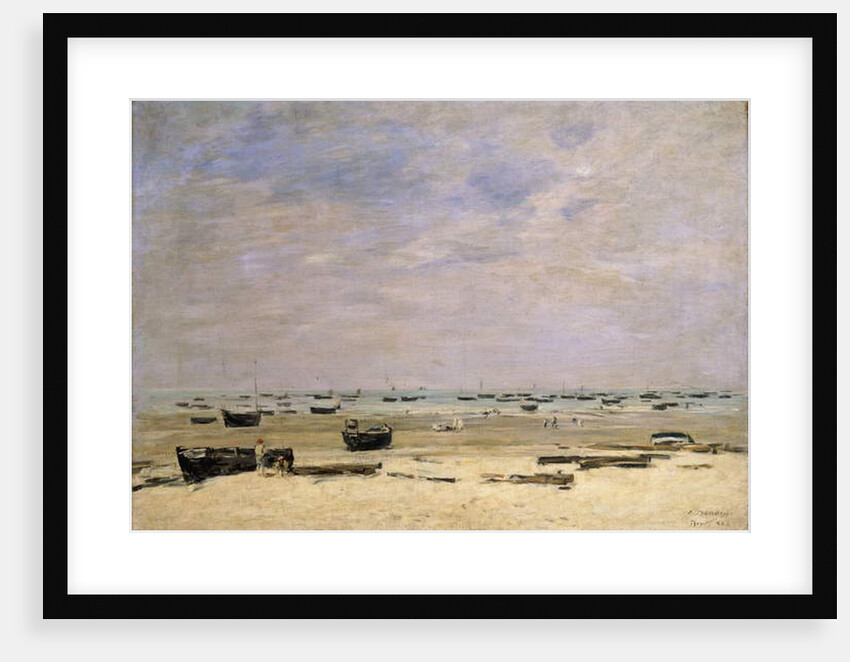 River Barges at Low Tide; Berck le Rivage a Maree Basse, 1882 by Eugene Louis Boudin