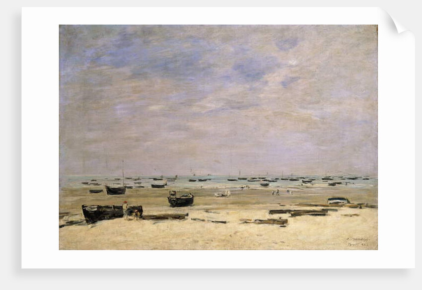 River Barges at Low Tide; Berck le Rivage a Maree Basse, 1882 by Eugene Louis Boudin