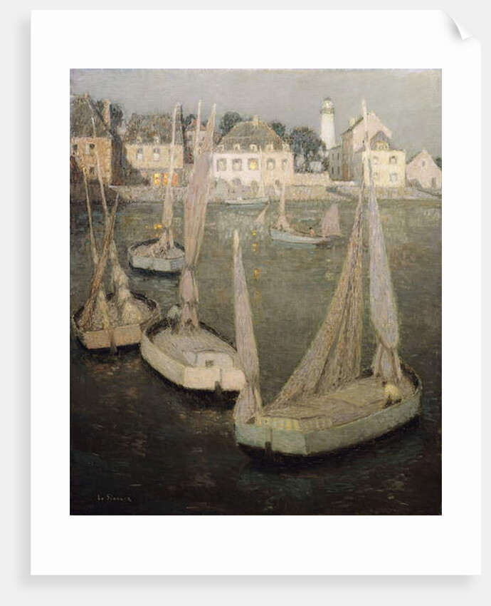 Breton Port by Moonlight by Henri Eugene Augustin Le Sidaner