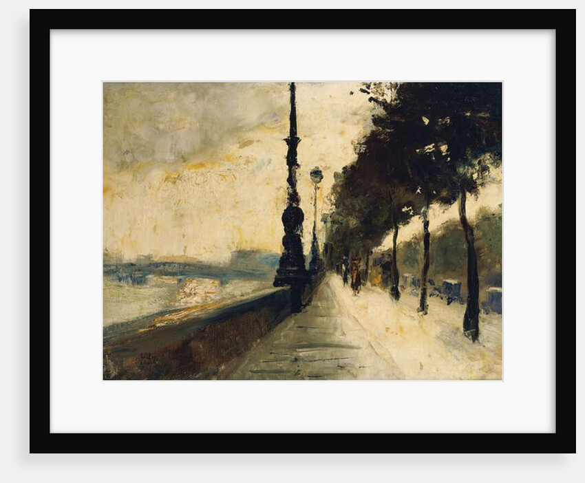 The Embankment, London; Der Uferdamm, London, 1926 by Lesser Ury