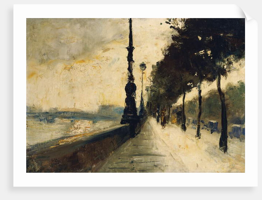 The Embankment, London; Der Uferdamm, London, 1926 by Lesser Ury