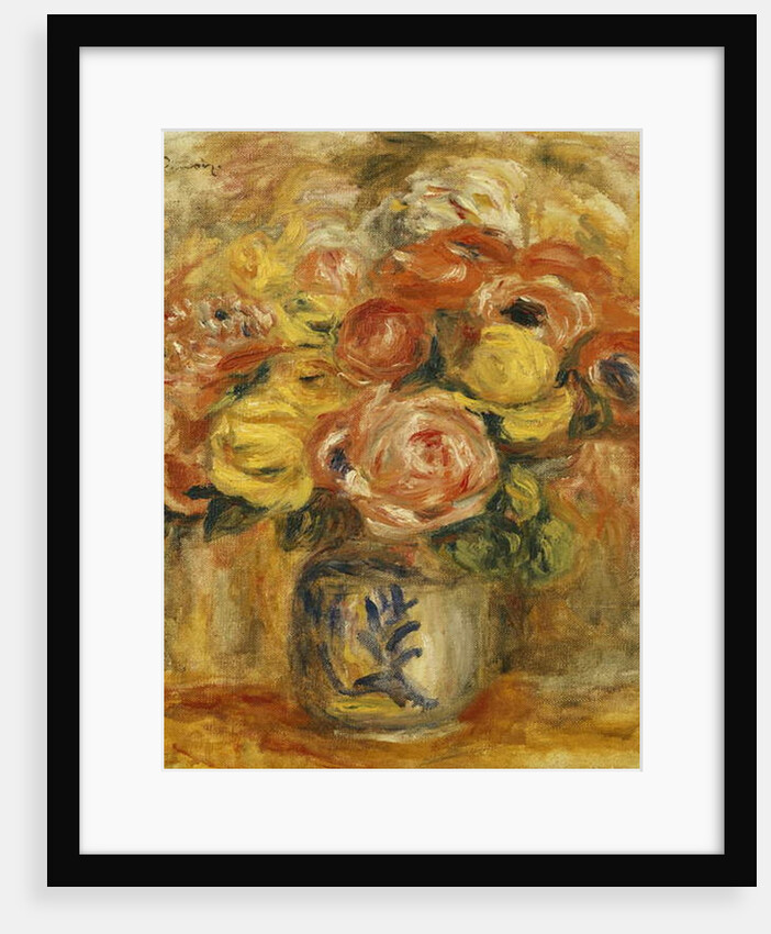 Flowers in a Blue and White Vase; Fleurs dans un Vase Bleu et Blanc, 1915 by Pierre Auguste Renoir