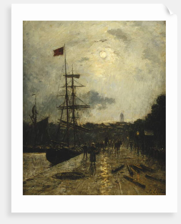 Quay at Caen; Quai a Caen by Stanislas Victor Edouard Lepine