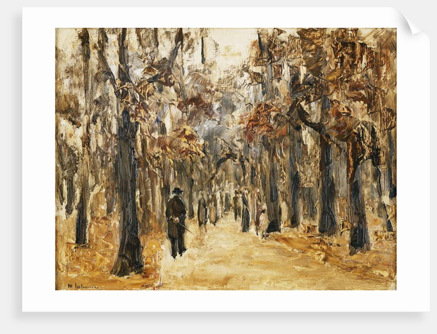 Zoological Gardens in Autumn with Figures Walking; Tiergarten im Herbst mit Spaziergangern by Max Liebermann