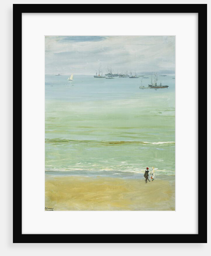 A Young Woman Pushing a Baby in a Pram by John Lavery