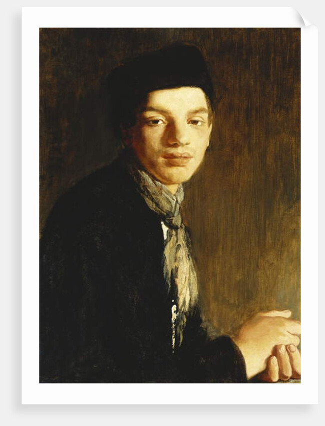 A Youth, half length, wearing a Black Hat and a Neckscarf, c. 1911 by Glyn Warren Philpot