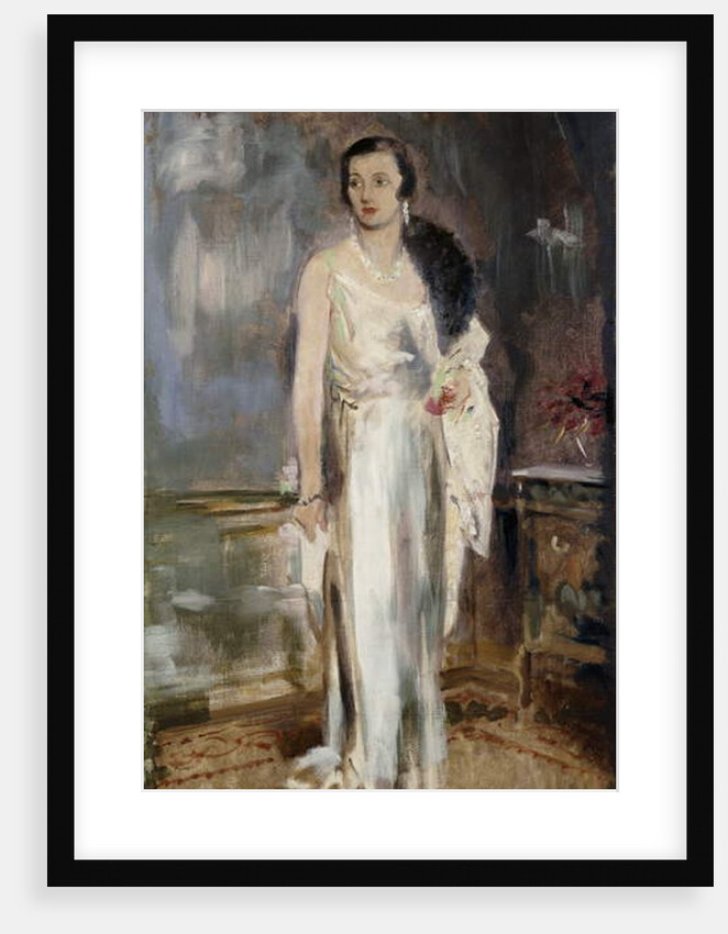 Portrait of Loelia, Duchess of Westminster, later Lady Lindsay, small full length, in Evening Dress by Glyn Warren Philpot