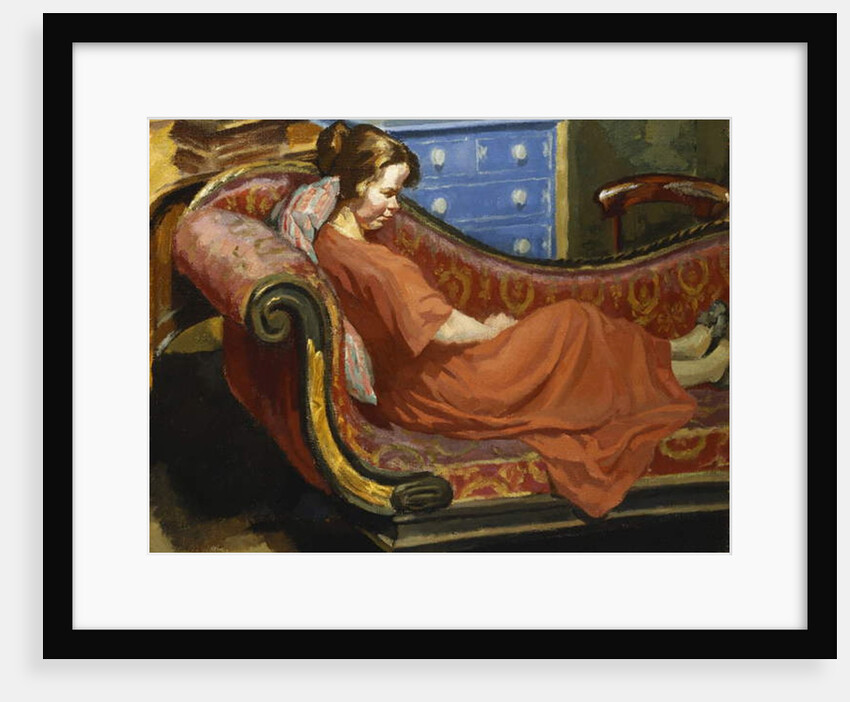 Girl Resting on a Chaise Longue, 1922 by Therese Lessore