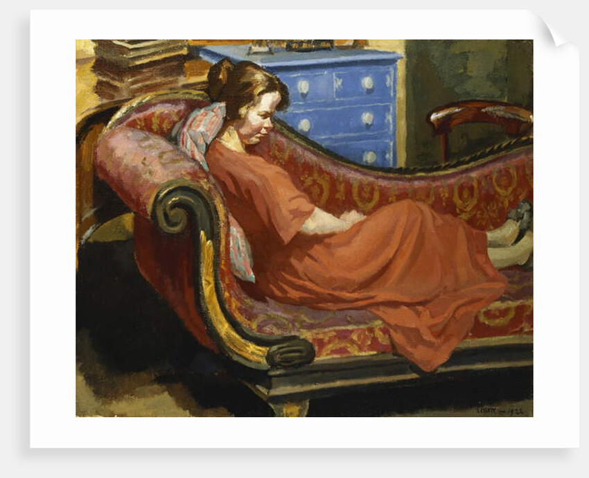Girl Resting on a Chaise Longue, 1922 by Therese Lessore