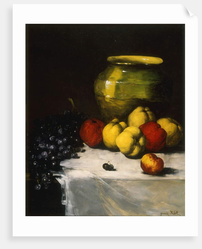 A Still Life with Apples and Grapes, by Germain Ribot