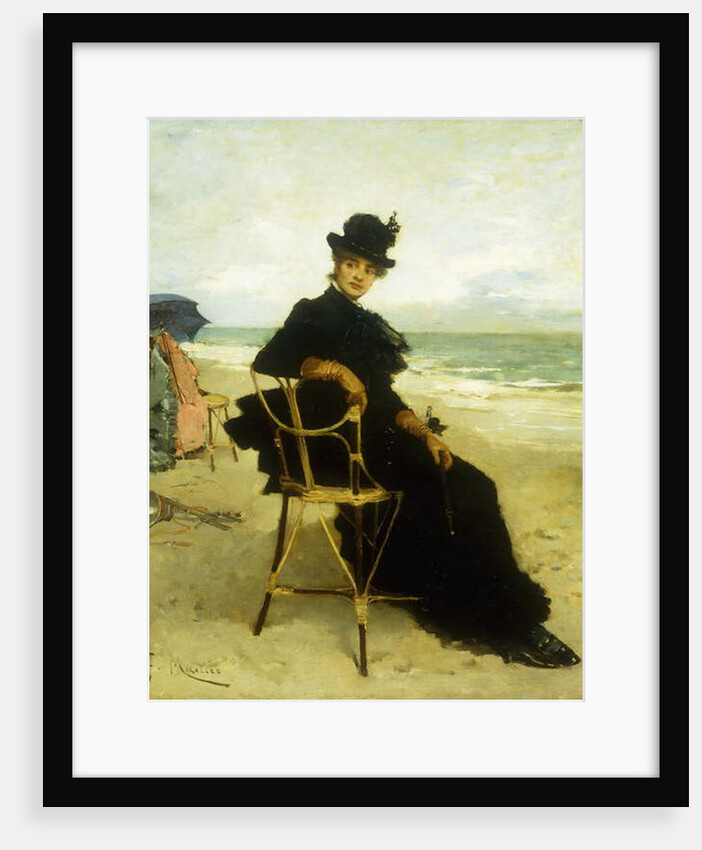 A Lady Seated on a Veranda by Francesco Miralles Galaup