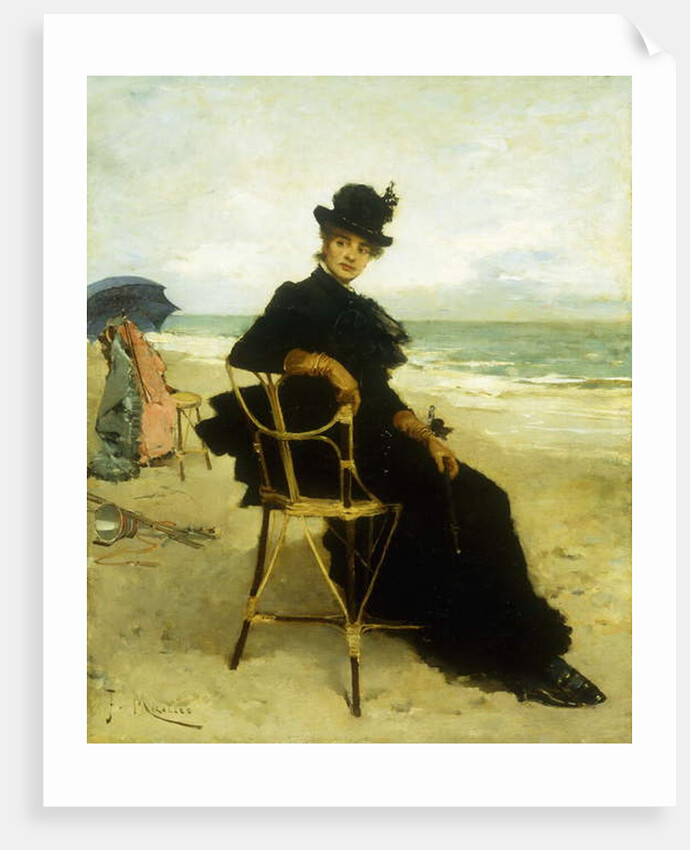 A Lady Seated on a Veranda by Francesco Miralles Galaup