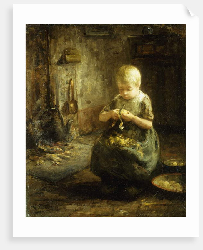 A Child Peeling Potatoes by Evert Pieters