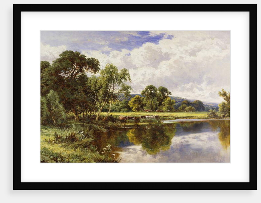 A Wooded River Landscape with Cattle by Henry Parker