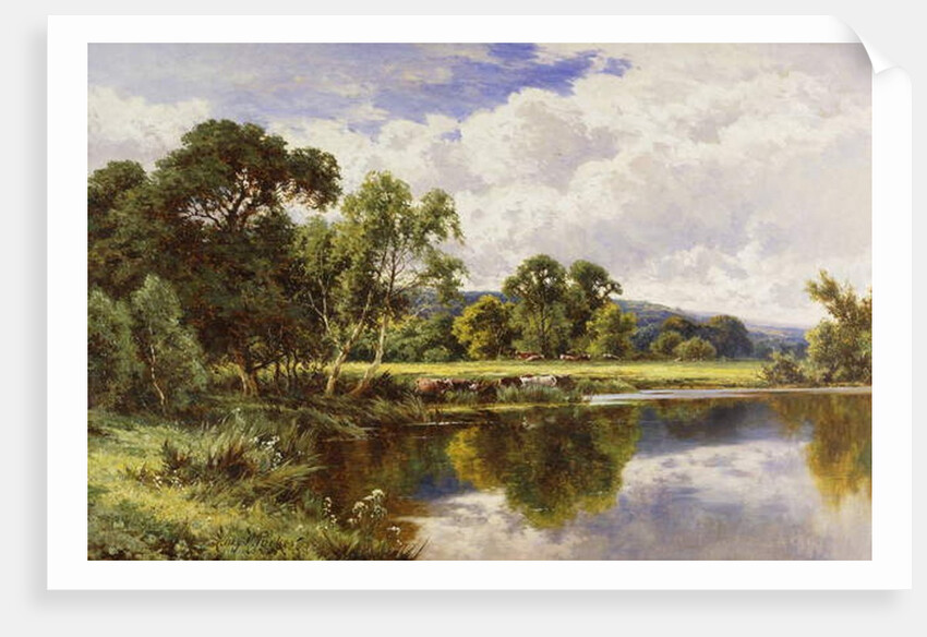 A Wooded River Landscape with Cattle by Henry Parker