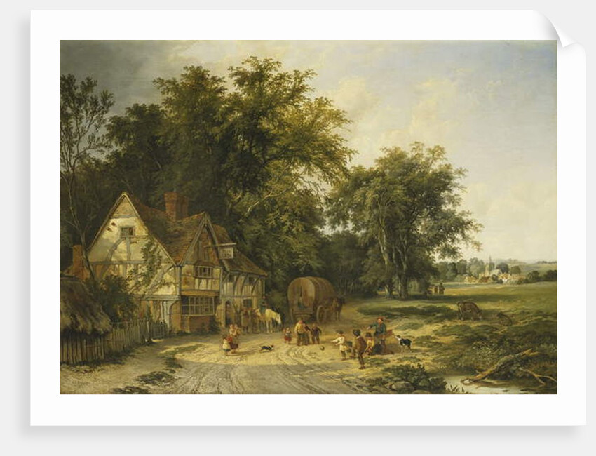 Playing Football Outside the Gun Inn, 1844 by Alfred Walter Williams