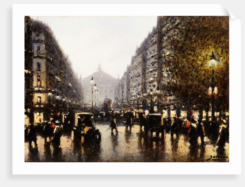 A Street Scene, Paris by Gaspar Miro Lleo